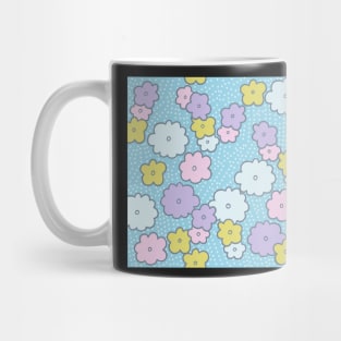 Vintage Puffs on Blue Mug